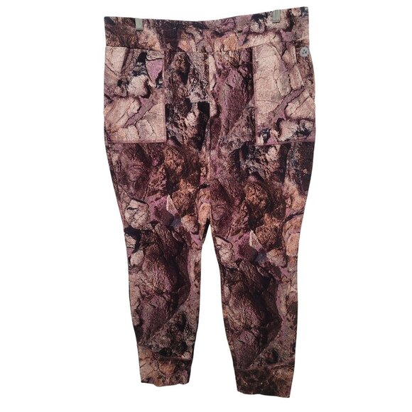 Soulgani Active Women's Brown & Pink Earthy Pattern Capri Leggings Size L - Picture 1 of 10